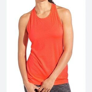 Athleta High-Neck Chi Dot Mesh Tank — Orange Ember